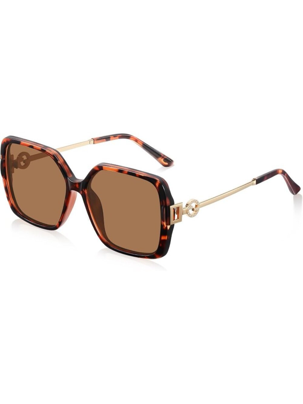 Women's Retro Yellow Brown Oversized Vintage Style Sun Glasses UV Protection
